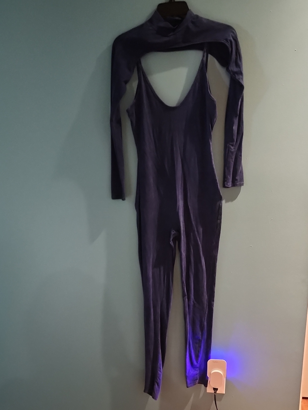 Deep Blue One-Piece Jumpsuit with Cutout Back